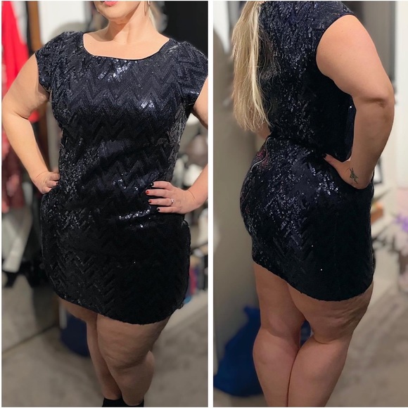 Blue Sequins Fitted Dress, Size 12 - Picture 4 of 4
